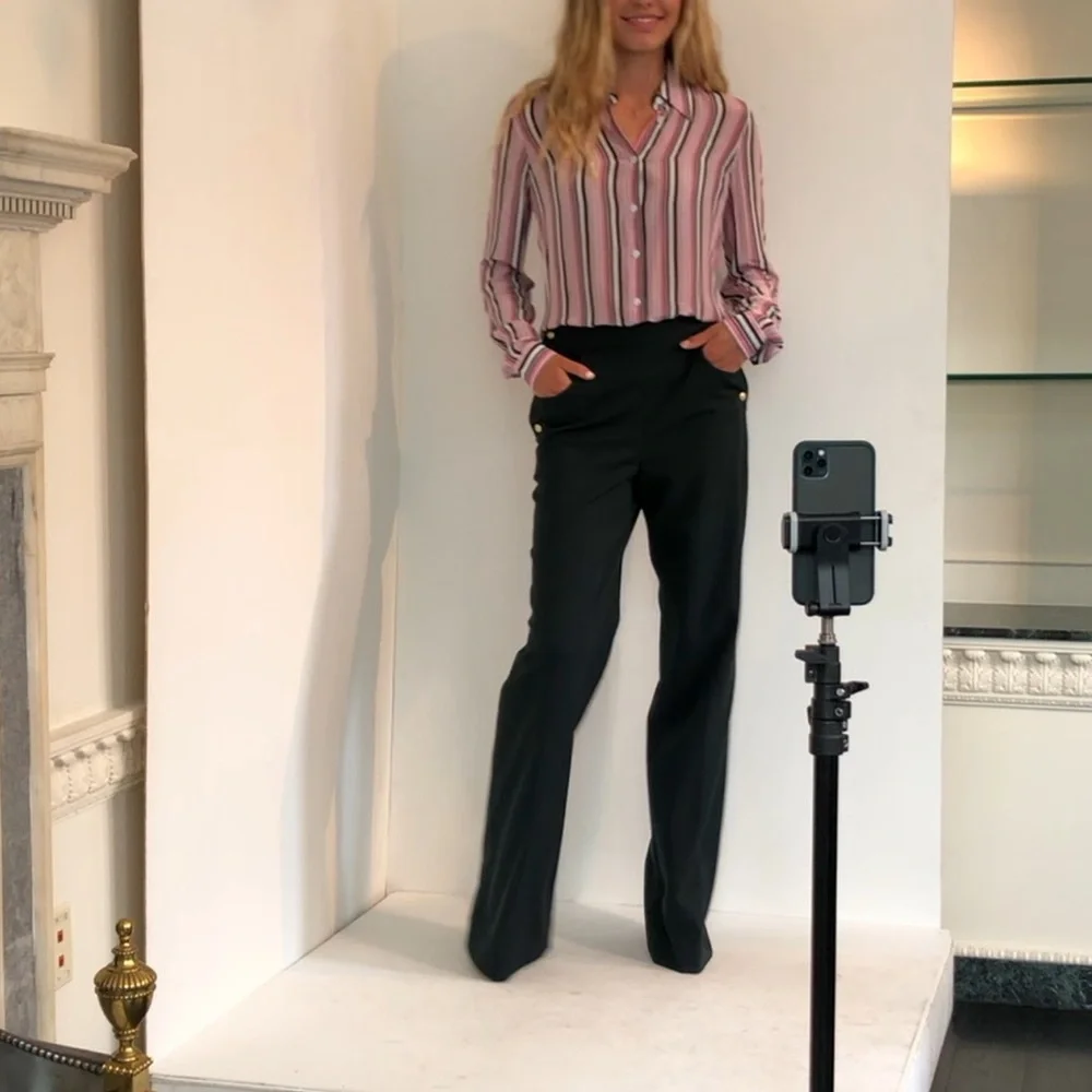 NWOT Etcetera Striped Blouse Pink and Green Size 2 - Picture 4 of 16